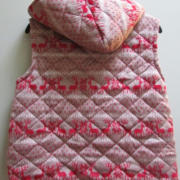 |Free People| Red Reindeer Love Quilted Vest Sz L - Picture 3 of 4